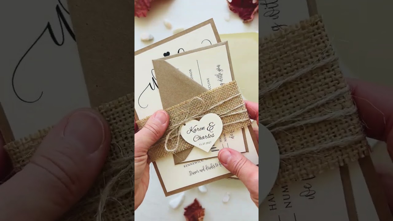 DIY Rustic Burlap Wedding Invitation with rsvp
