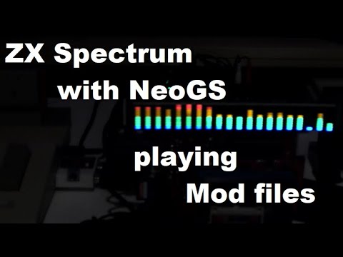 REAL ZX SPECTRUM 128k with NEOGS SOUND CARD and SPECTRUM ANALYZER playing MOD FILES