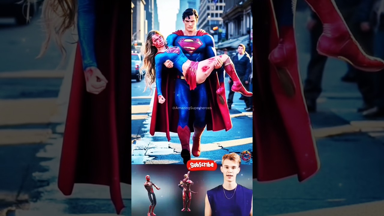 SUPERMAN SAVES SUPERGIRL FROM ACCIDENT (Quarrel With Spiderman)#marvel#avengers#dc#shorts