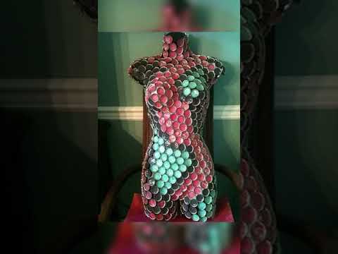Mosaic Art on Mannequins with Recycled Materials #mannequinmadness #fashion #creativereuse #model
