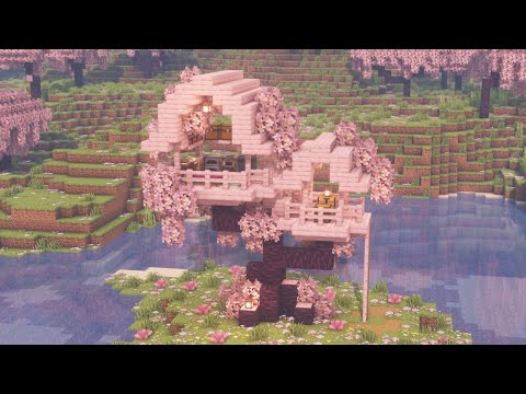 [Minecraft] How to Build a Cute Cherry Blossom Tree House / Tutorial