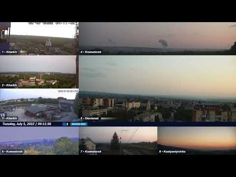Hits on Kramatorsk - Cam 4, 6 and 7