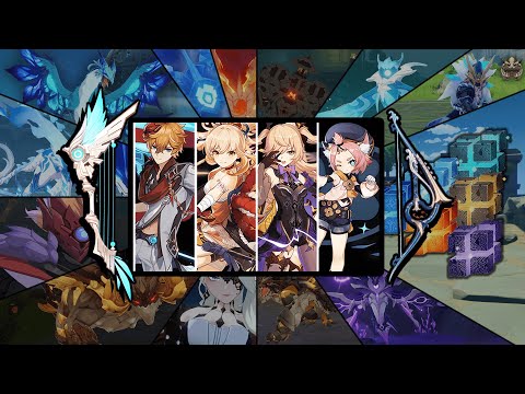 Full Bow Party Against All Bosses In The Game [2.1 Patch] - Genshin Impact