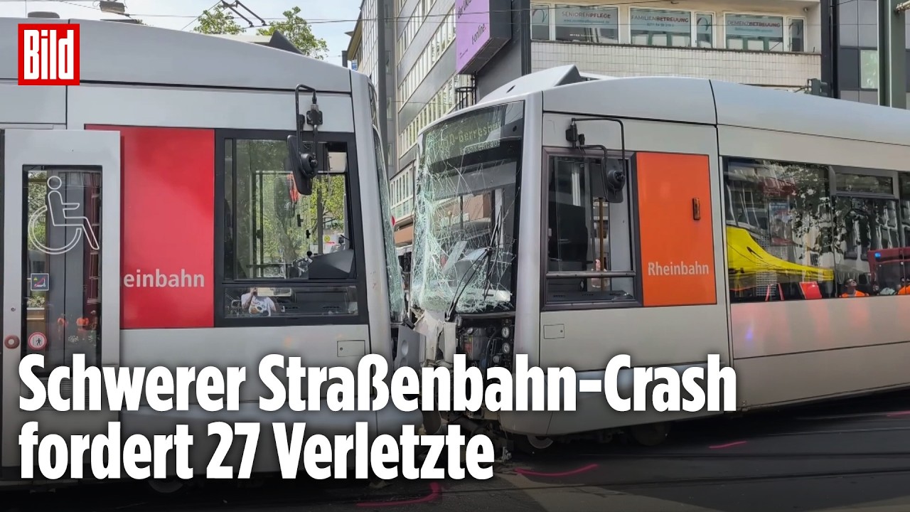 Unfall in Düsseldorf: Straßenbahnen krachen frontal zusammen ‒ 27 Verletzte