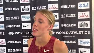 Keely Hodgkinson talks after winning 2022 Prefontaine Classic in 1:57.72