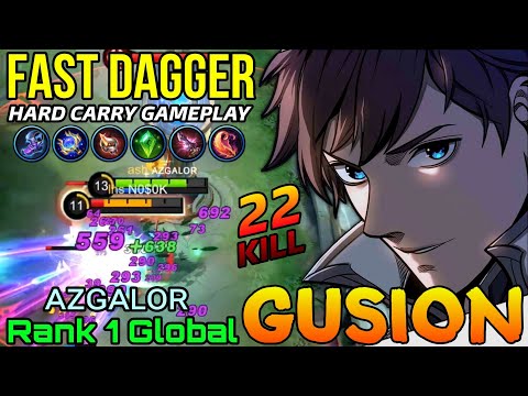 22 Kills Gusion Fast Hand Daggers Combo! - Top 1 Global Gusion by ᴀᴢɢᴀʟᴏʀ - Mobile Legends