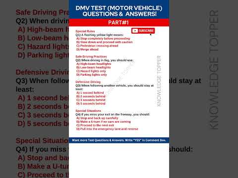 DMV Written Test Questions and Answers | Driving Test Questions and Answers