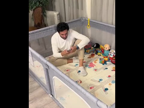 حسن الرداد وإيمي سمير غانم في فيديو طريف.. «قاعد مكان ابنه فادي»