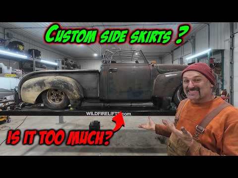 Mocking up some custom rocker panels on the Roadster pickup!