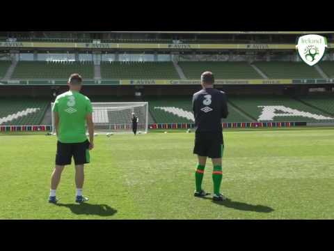 Robbie Keane, Roy Keane & Steve Guppy try the Crossbar Challenge