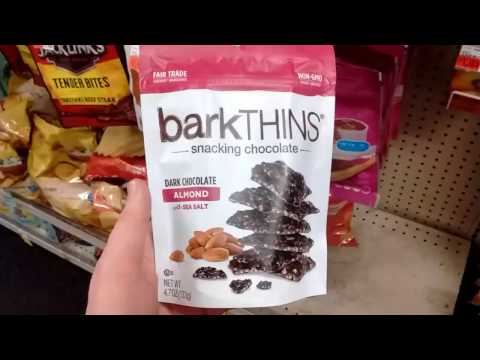 Snacking chocolate, dark chocolate almond, sea salt "Barkthins"
