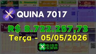 Resultado da Quina 7017, Terça-feira, 05/05/2026