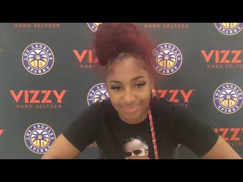 Derek Fisher, Karlie Samuelson and Te’a Cooper LA Sparks  Media Availability June 23