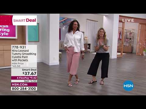 Nina Leonard Tummy Smoothing Culotte Pant with Pockets