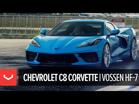 Rapid Blue Corvette C8 (Lowered) | Staggered Vossen HF-7 Wheels