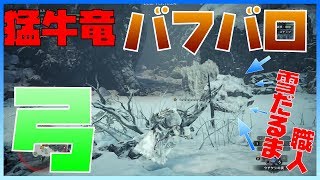 「竜の千々矢」を手にソロ弓で猛牛竜バフバロに挑む！新マップ「渡りの凍て地」の雪の表現が凄すぎる【モンスターハンターワールドアイスボーン】