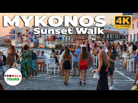 A Mykonos Sunset - 4K Walking Tour