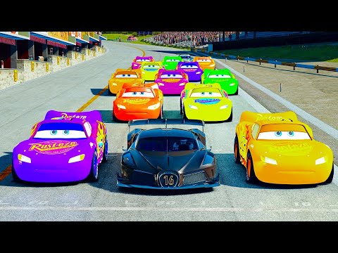 Bugatti Black Devil VGT Concept vs Lightning McQueen Neon Edition at Nardo