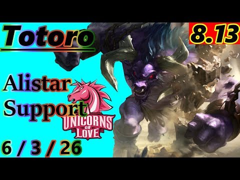 Totoro as Alistar Support - S8 Patch 8.13 - EUW Challenger - Full Gameplay