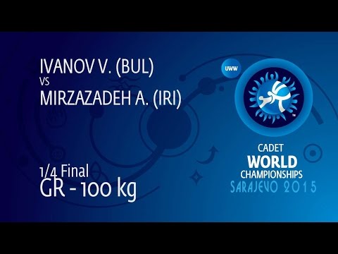 1/4 GR - 100 kg: A. MIRZAZADEH (IRI) df. V. IVANOV (BUL) by TF, 8-0