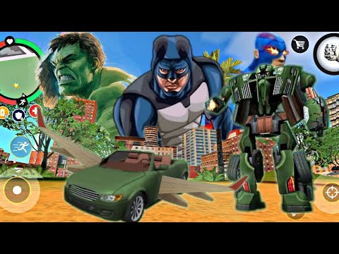 Evil Hulk Make Flying Green Transformer Car In Military Base | Rope Hero Vice Town