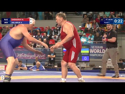 Round 1 FS - 130 kg: N. SHEMAROV (RUS) df. V. SKLIARUK (UKR), 5-0
