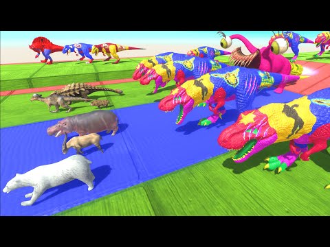 ESCAPE RACE⚡CAPTAIN MARVEL T-REX DINOSAUR ALIEN-Animal Revolt Battle Simulator