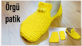 En kolay iki şişle örgü patik / örgü modelleri / Figen Ararat / örgü ev ayakkabısı