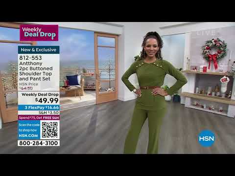 Antthony 2piece Buttoned Shoulder Top and Pant Set