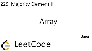 YouTube video 'LeetCode 229 | Majority Element II | Array | Java'