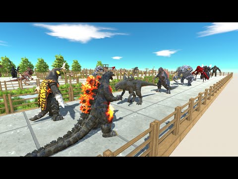 Megalon and Godzilla Burning Death Run - Animal Revolt Battle Simulator