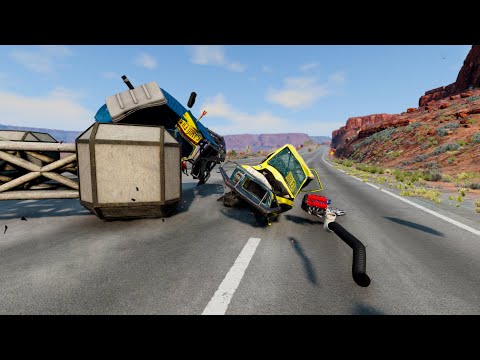 BeamNG Drive - Realistic Car Crashes ( Cars Vs Large Spinner )