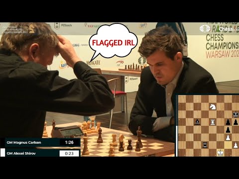 GM Magnus Carlsen flags GM Alexei Shirov IRL in World Rapid Chess Championship 2021