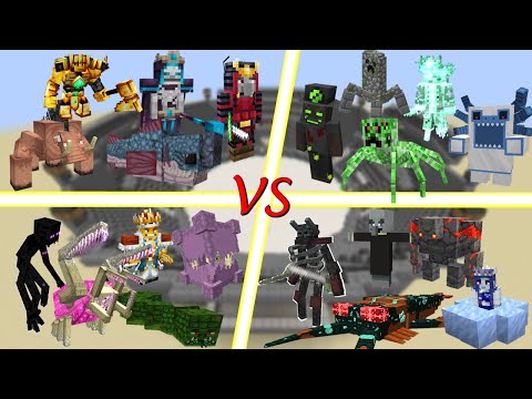 Battle royal with mobs from famous mods in Minecraft 1.16.5! Minecraft mob battle! Part3