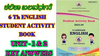 6th class English Student Activity Book key answer