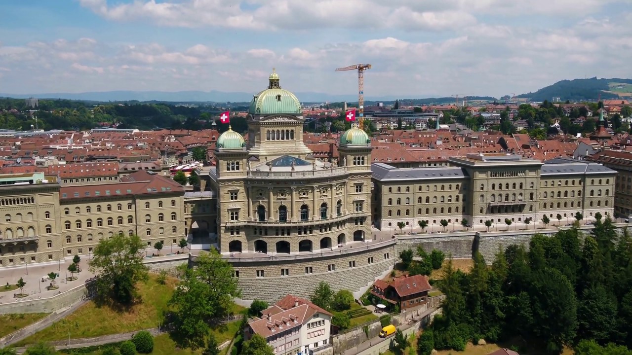 Experience the aerial perspective of the majestic Federal Palace.