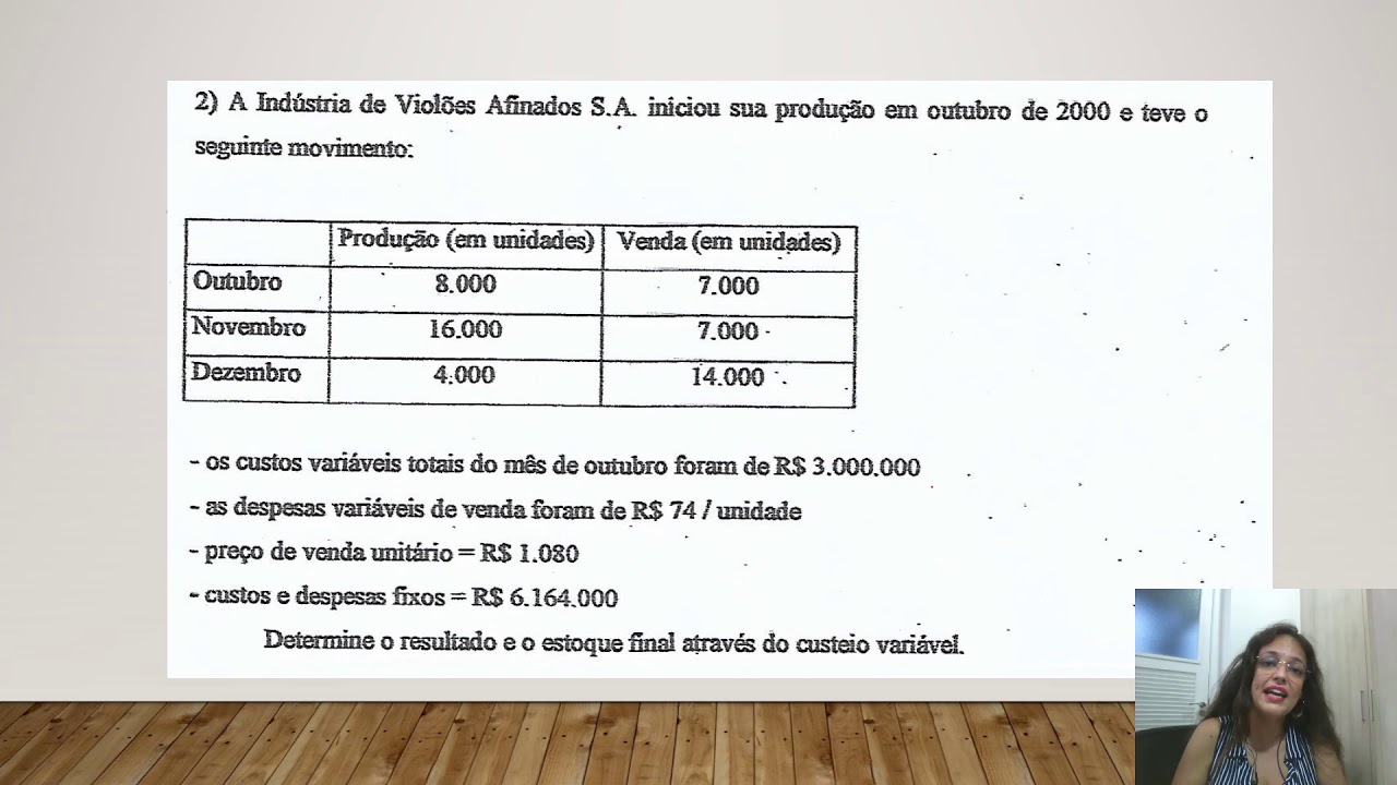 Custeio Variável Gabarito Exercício 1 GRAVADA