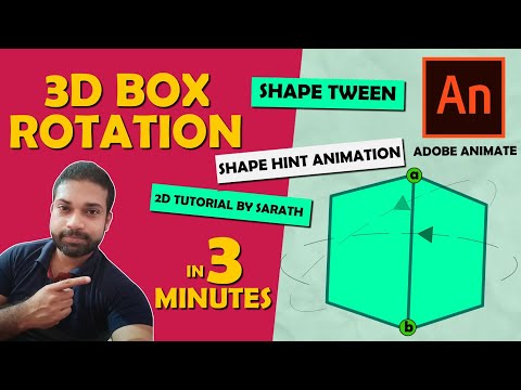 how to create 3D box rotation in animate cc|3D box animation|2d totorial by sarath|cube rotation