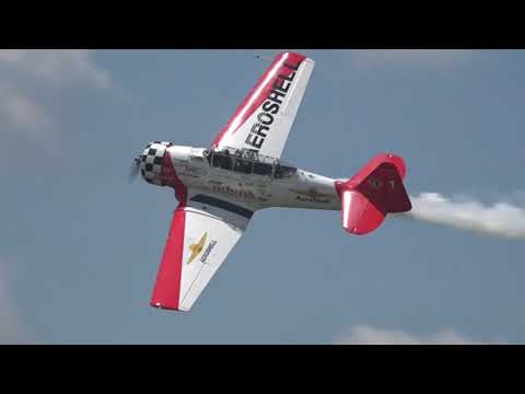 AEROBATICS: AERO SHELL AT-6 TEXAN solo aerobatics -  Cameron, MO Air Show