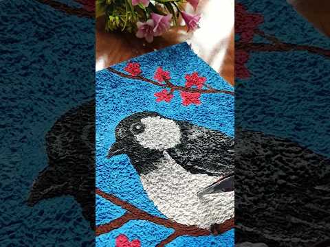 tissue paper art | painting with tissue paper🌸🐦 #shorts