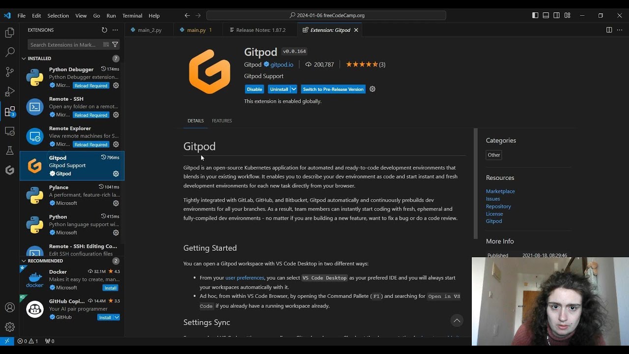 Gitpod IDE Workspace Installation - MS Visual Studio Code - Github Repository