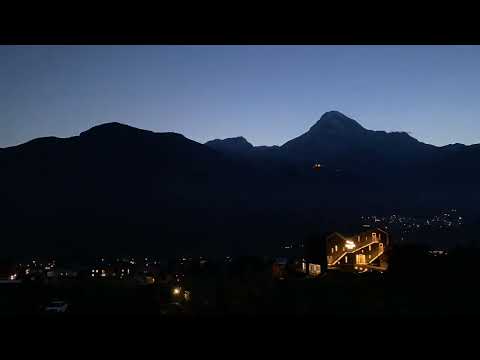 Gergeti Trinity Church at Night from Stepantsminda