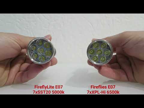 FireflyLite E07 2021 7xSST20 5000k big Beamshot comparison