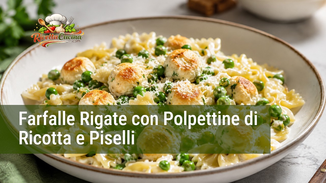 Anteprima video di Farfalle con Polpettine di Ricotta e Piselli