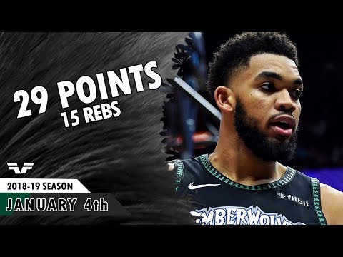 Karl-Anthony Towns - 2019.01.04 - TWolves vs Magic - 29 Pts, 15 Rebs