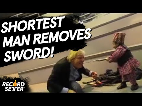 Shortest Person To Remove A Sword From Someone's Throat!