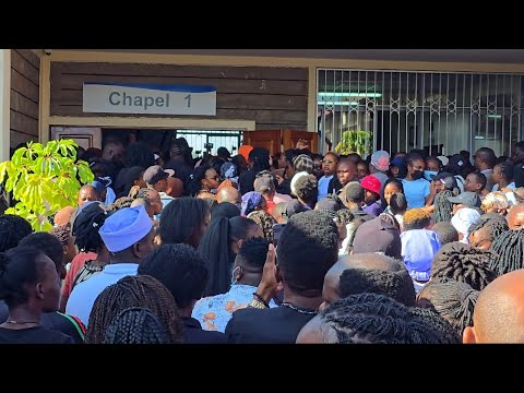 Total Chaos At Betty Bayo Body Viewing As Thousands Block Entrance Trying To Access Chapel