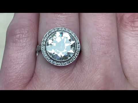 5.19ct Center Old European Cut Diamond Gallery Halo Engagement Ring - Yorkville Ring - Hand Video