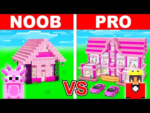 Mongo and Axy BARBIE House Battle in Minecraft!
