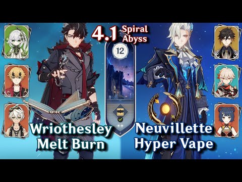 C0 Wriothesley Melt Burn & C0 Neuvillette Vape | Spiral Abyss 4.1 - Floor 12 9 Star | Genshin Impact